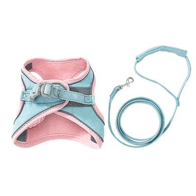 China 2022 Dog Accessories Viable Adjustable Sublimation Dog Harness Set Custom Personalized Neoprene Dog Chest Harness Collar And Leash for sale