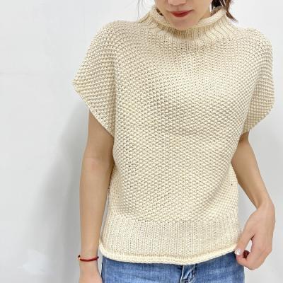 China 2022 Anti Shrink Tops Fashion Turtle Neck Women Knitted Pullover Autumn Winter Jumper Casual Sweaters Sleeveless Vest Sweater for sale