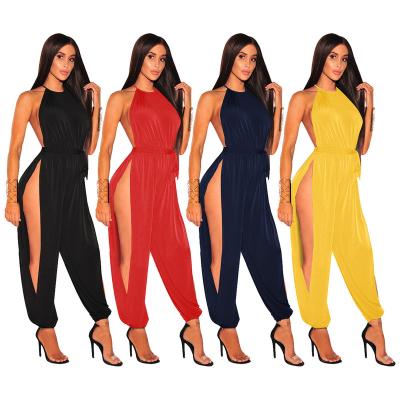 China Wholesale Breathable 2022 Women Ladies Nightclub Wear Sexy Side Hollowed Out Jumpsuit for sale