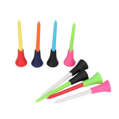 China Durable Rubber Cushion Golf Tees Top Plastic Golf Tees 70mm/83mm Mixed Colors Plastic Rubber Golf Tees for sale