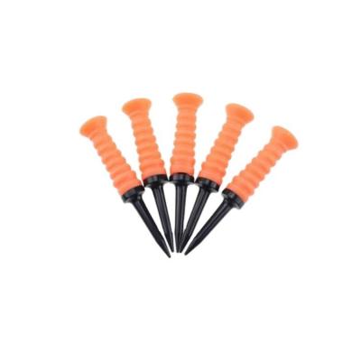 China Ready To Ship Golf Tees Plastic Golf Tee 50 Pieces Ready Acceptable Rubber Yellow Orange Red Blue 4 Colors Rubber Top Unique Golf Tees for sale