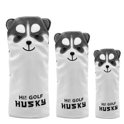 China Amazon Hot Sale Husky Golf Wood Headcovers Custom Luxury Headcover Rescue Ready To Board Customized Logo Premium Leather Golf Wood Cover for sale