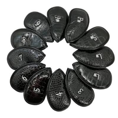 China Fashional Golf Irons Head Cover PU Waterproof Golf Headcover For Iron Set Clubs Heads Protector Black White for sale