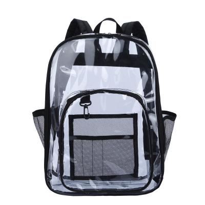 China Custom Logo Fashionable Transparent Large Bag Fashion Clear Clear Travel Backpack Waterproof CosmeticPvc Bag for sale