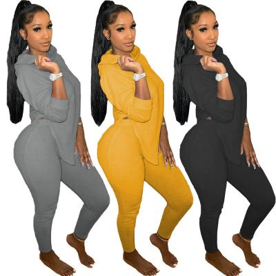 China Solid Color QUICK DRY Casual Slit Hooded Tracksuit Fitness Tracksuit Clothes Sport Two Piece Pants Sets Women for sale