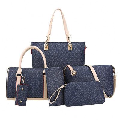 China Fashion High Quality Wholesale Custom Logo 6 in 1 Cross Set Popular 2021 Body Bag PU Leather Ladies Tote Bags Women Shoulder Handbag Set for sale