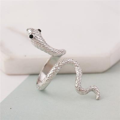 China FASHIONABLE Custom Pattern Snake Jewelry Vintage Silver Lacquer Ring Antique Silver Adjustable Stainless Steel Animal Ring for sale