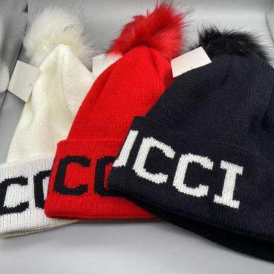 China COMMON Brand Winter Knitted Beanie Letter Hat Female Knit Thick Warm Beanie Hats Women Outdoor Hat Beanie Hats for sale