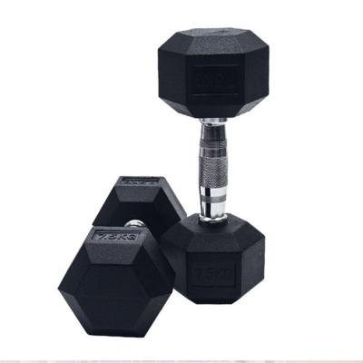 China 2021 Commercial Use High Quality Hex Dumbbell Hot Selling Rubber Dumbbell Customized Logo Available for sale