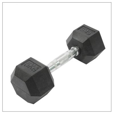 China Commercial Use Hexagon Dumbbell KG/LB Rubber Dumbbell Customized Logo Available for sale