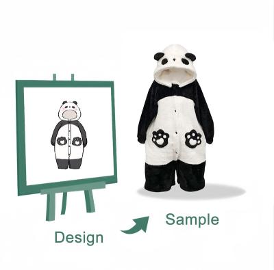 China Cloth Customized children's plush crawler suit panda shape jumpsuit cartoon autumn jumpsuit for sale