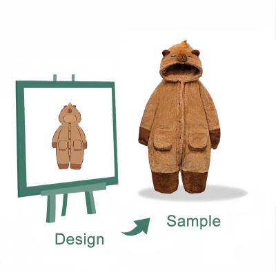 China Cloth Customized children's plush crawler suit capybara shape jumpsuit cartoon autumn jumpsuit pajamas for sale