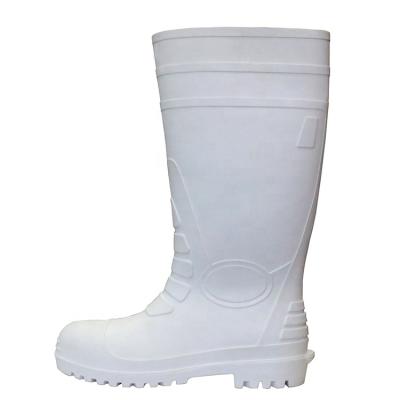 China Food Industry Etc White Chemical Resistant Water Proof Steel Toe Cap Safety Rain Boots PVC boots for sale