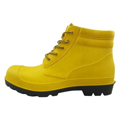 China Steel Toe CE Approved Waterproof Chemical Resistant Steel Toe Cap Prevent Puncture Lace Up PVC Safety Rain Shoes for sale