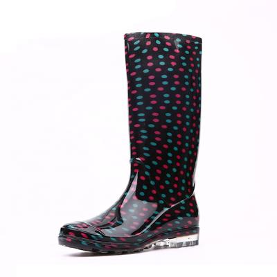 China Women Rain Boots Light Weight Resistant Waterproof Safety Non Slip PVC Glitter Transparent Rain Boots For Women for sale