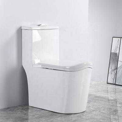 China Double-Flow Bathroom Toilet Commode Siphonic One Piece Toilet With Oval Toilet Seat for sale