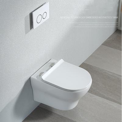 China Hidden Cistern Hotel Bathroom Round Shape Toilet Sanitary Ware Ceramic WC Wall Mounted Toilet for sale