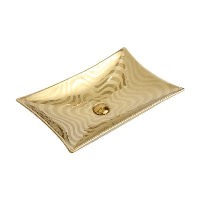 China Modern High Quality Gold Color Design Bathroom Sink Golden Gold Art Basin for sale