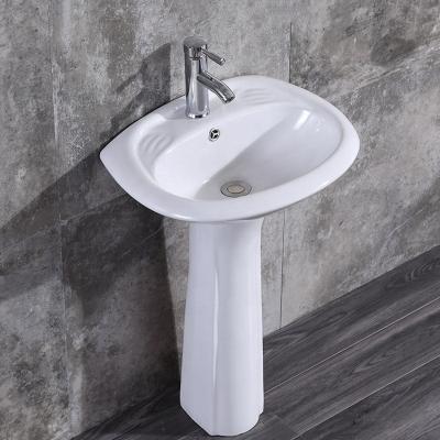 China Modern Bathroom Sanitary Ware Ceramic Face Wash Pedestal Sink For Saudi Arabia Market for sale