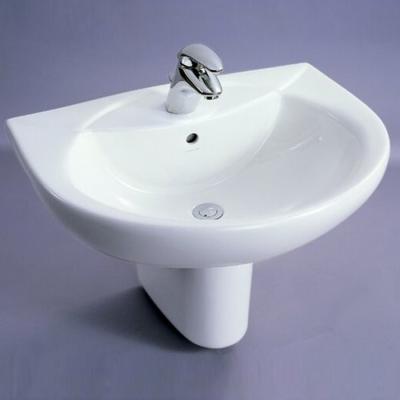 China Ceramic Semi-Hanging Wall Hung Pedestal Basin Wash Basin Bathroom Sink Wholesale Modern Half for sale