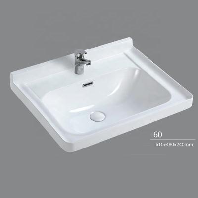 China Modern High Quality Countertop 24 Inch Medium Edge Bathroom Cabinet Wash Ceramic Hand Basin for sale