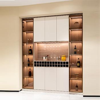 China (Size) 2021 Adjustable Custom Wooden Living Room Partition Bar With Wine Cabinets for sale