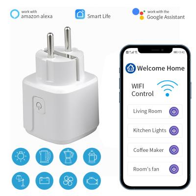 China Smart Socket Alexa EU standard wifi radio Tuya Smart Plug in 2.4GHz APP voice energy monitoring wifi remote control socket for sale