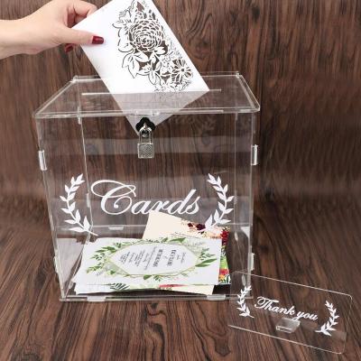 China Custom Clear Acrylic Card Box Wedding Envelope Box Wedding Acrylic Card Holder for sale