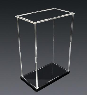 China Custom Size Eco-friendly Clear Acrylic Toy Display Box Plexiglass Case With Black Base for sale