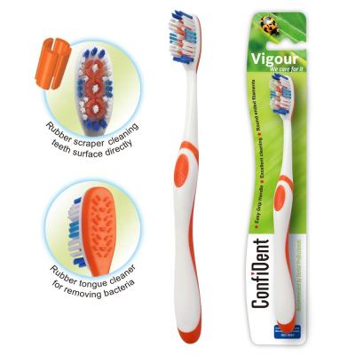 China Plastic & Trustworthy Supplier Rubber Custom Manual Eco-friendly Rubber Plastic Toothbrush With Whitening Cups for sale