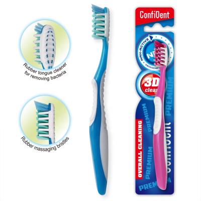 China Plastic & Wholesale Rubber Adult Teeth Massage Stiffens Plastic Manual Toothbrush With Logo for sale