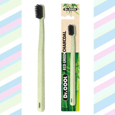 China BRC Suppliers Plastic CE Eco Natural Charcoal Wheat Green Adult Interdental Toothbrushes for sale