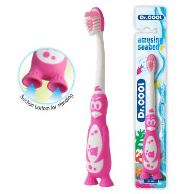 China Plastic & China Manufacturers Rubber Grip Kids Children Ultra Soft Bristle Toothbrush With Attractive Animal Shaped for sale