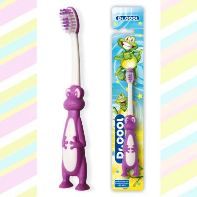 China Plastic & Private Label Rubber Eco-friendly Cute Custom Logo Extra Soft Toothbrush For Kids With Stand On Table for sale