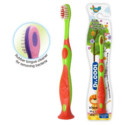 China Plastic & 22 Years OEM Experience Kids Plastic Rubber Soft Toothbrush Rubber Novelty With Tongue Cleaner for sale