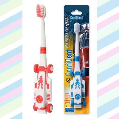 China Plastic & Innovative Factory Price Rubber Custom Private Label Kids Oral Plastic Toothbrush With Car Shaped Handle for sale