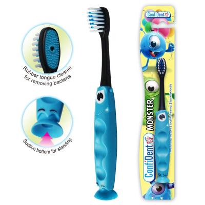 China Plastic & Big Dyed Blue Rubber Cartoon Bristle Children Kids Soft Toothbrush With BRC Certificate for sale