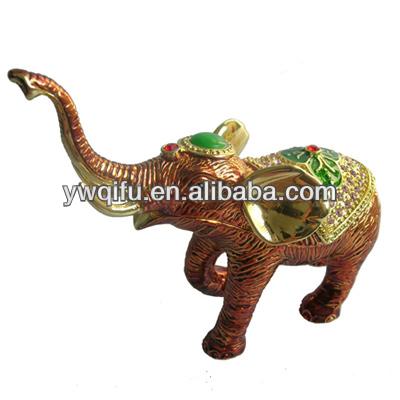 China Europe Peace Elephant Crystal Jewelry Box, Metal Elephant Crafts, Thai Elephant Trinket Box for sale