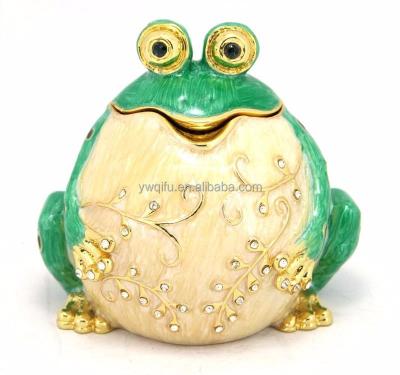 China Europe QF 2036 cute frog trinket boxes/frog trinkets/gold frog metal jewelry box for sale