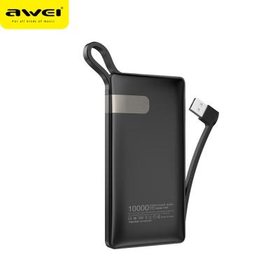 China Fast Support 2019 AWEI P43K Lanyard Portable Power Bank 10000mAh CE/ROHS Charging for sale