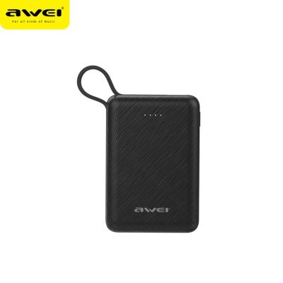 China With Cable 2019 AWEI P45K Lanyard Portable Mini Power Bank 10000mAh CE/ROHS for sale