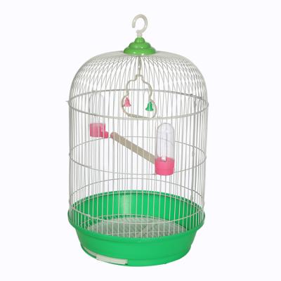 China Breathable Wholesales Pet Bird Cages Round Hanging Bird Cage Metal Plastic Breeding Bird Cages for sale