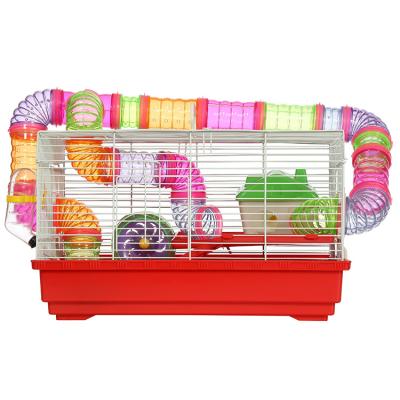 China Breathable Plastic Accessories Iron Wire Small Large Cheap Luxury Hamster Villa Cage for sale