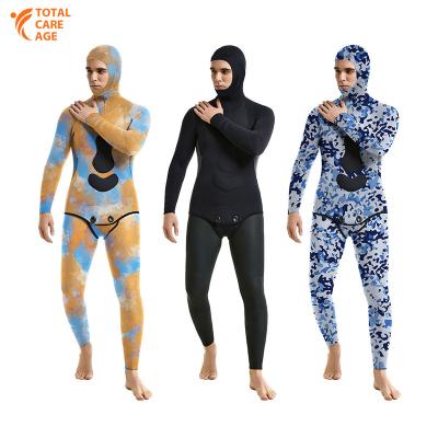 China 2022 Hot Sale Customized Camouflage Two Piece Hooded Neoprene Surfing Wetsuit 3mm 5mm 7mm Waterproof or Spearfishing Waders for Women Men for sale