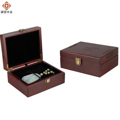 China Recyclable Antique Matte Paint Rosewood Gift Necklace Custom Storage Box Wooden Jewelry Boxes With Logo for sale