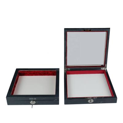 China Factory Square Custom High Gloss Painting Wooden Gift Box With Transparent Windows for sale