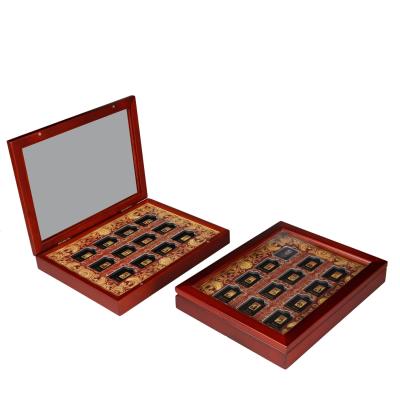 China Hot Selling Handmade Luxury Acrylic Wooden Commemorative Cover Birch Wood Coin Box for 12 Coins for sale