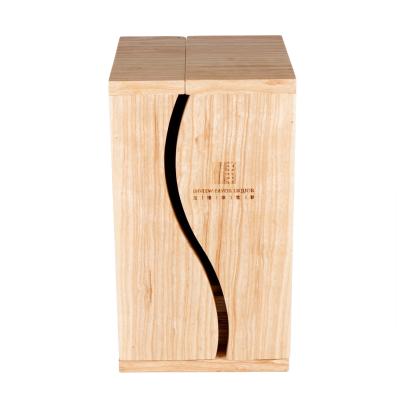 China New Design Recyclable ASH Natural Wood Custom Logo Gift Factory Color Solid Wooden Wine Packaging Box for sale