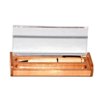 China Factory Wholesale Handmade Custom Maple Pen Packaging Display Box With Wooden Acrylic Cover for sale