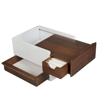 China Luxury Handmade Logo Jewelry Box Custom Made Wooden Dressing Table Jewelry Storage Case for sale